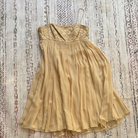 Anne Klein Gold Embellished Sundress Cocktail - Picture 1 of 8